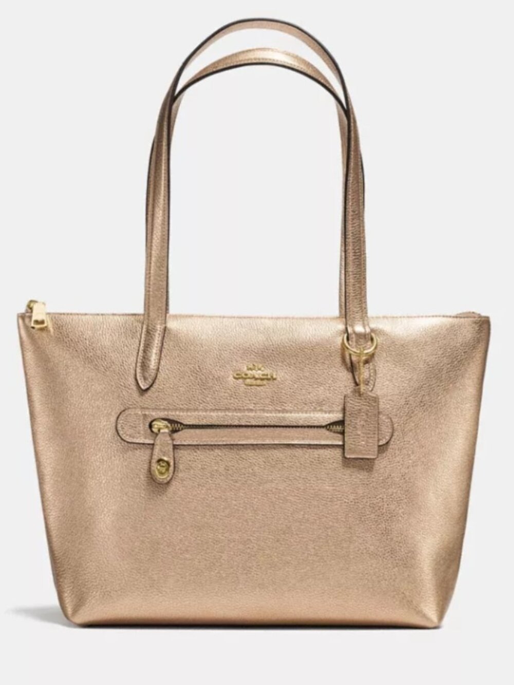 Coach Taylor Tote in metallic pebble leather Blush - Picture 2 of 7
